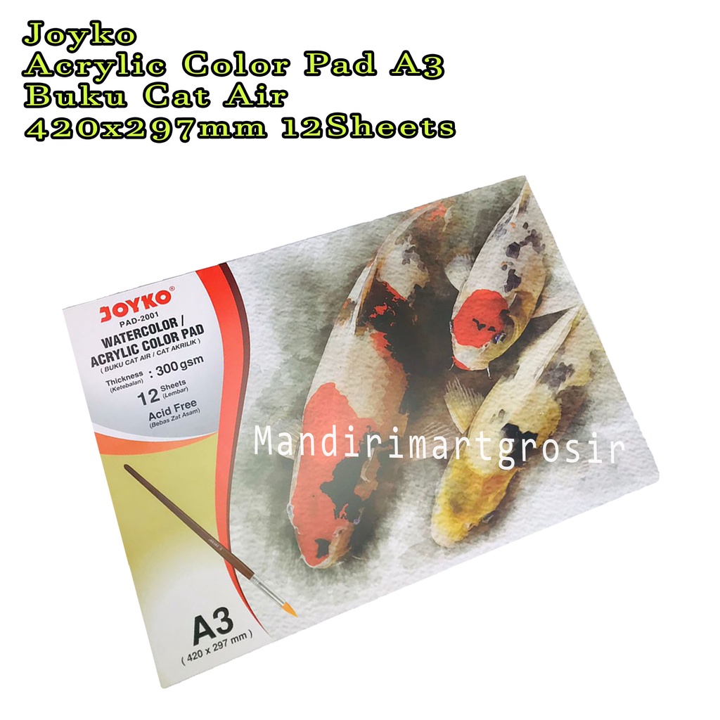 Acrylic Color Pad A3 *Joyko * Buku Cat Air * 420x297mm 12Sheets