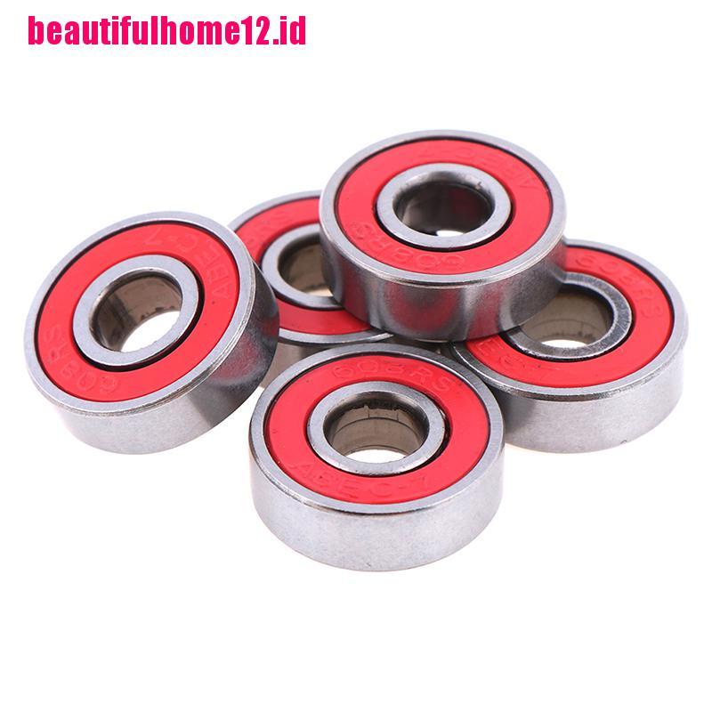 5pcs Bola Bearing ABEC-7 608RS Warna Merah Ukuran 8x22 X 7mm Untuk Skateboard