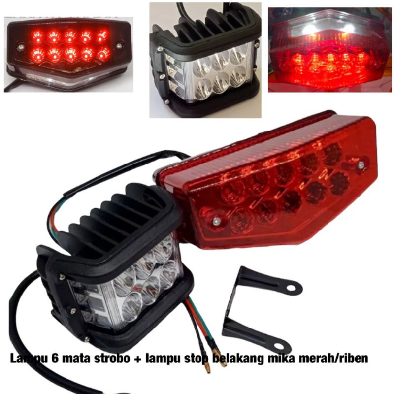 PAKET LAMPU DEPAN 6 MATA JUMBO +LAMPU BELAKANG RX-KING /RX Z RX RX SPECIAL