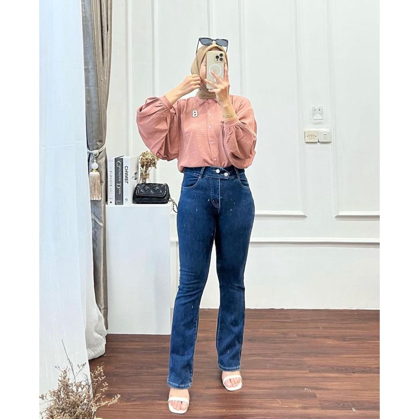 1KG MUAT 5PCS | GEMPITA BLOUSE SHIRT TOP FULL KANCING AIRFLOW CRINKLE HITS OOTD FASHION WANITA