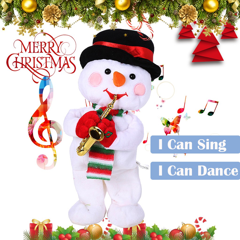Menari Natal Listrik Bernyanyi Snowman Animasi Mainan Mewah Boneka