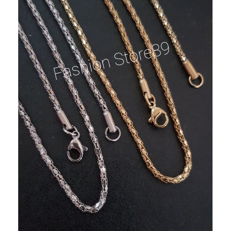 Kalung Belut sisik titanium gold white impor kalung fashion emas titanium antikarat selamanya