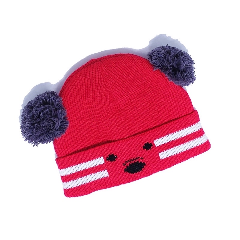 Kupluk bayi pompom rajut koala Topi bayi rajut kupluk pompom koala