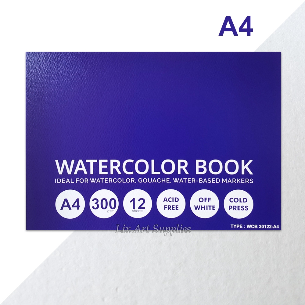 

V-Tec Watercolor Book A4 - 12 lembar (300 gsm) Cold Pressed/ Kertas Cat Air / Kertas Watercolor