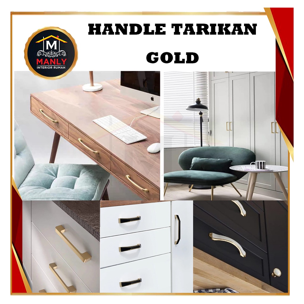 Handel Handle EMAS Tarikan Laci Hitam Minimalis Modern Bulat Gagang Pintu Lemari Nakas