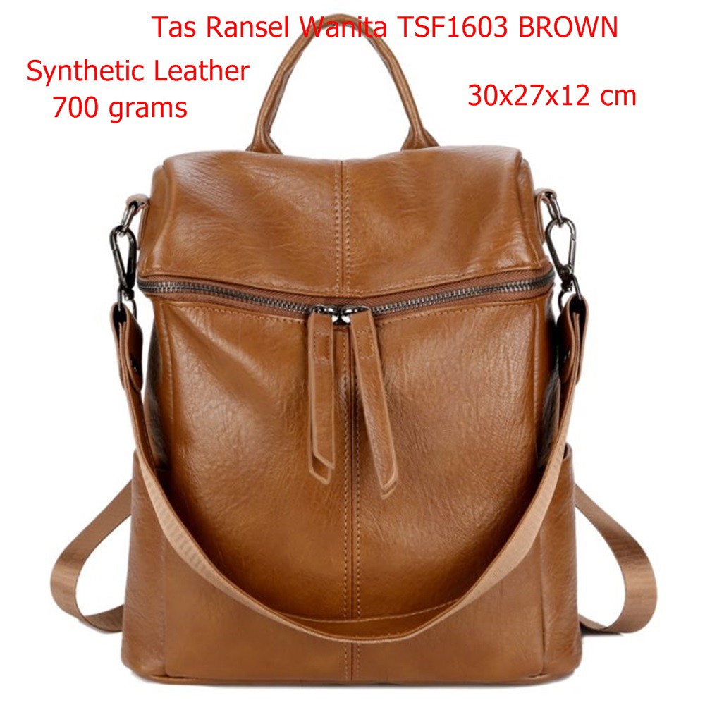 Tas Ransel Wanita TSF1603 BROWN- Tas Punggung Cewek- Tas Backpack Fashion Warna Coklat- Tas Gendong