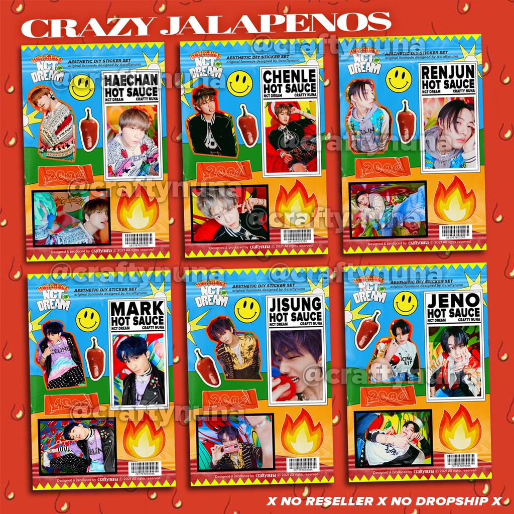 (NC-017) NCT DREAM HOT SAUCE Crazy &amp; Boring Jalapenos DIY Sticker Set by Crafty Nuna 127 stiker kpop jalapeno