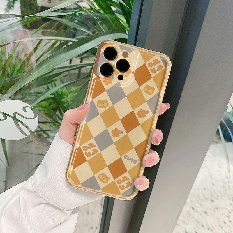 INS Simple Casing Samsung A03 A03S A02S A12 M12 A22 4G A10 A20 A30 A50 A10S A20S A51 J7 Pro A30S A50S Cute Geometric Rhombus Grid Hipster Soft Silicone Phone Case R&amp;J