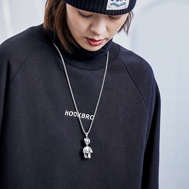 Trendy Hip Hop European and American Street Bear Pendant Soil Cool Jumping Di Accessories Necklace  210818