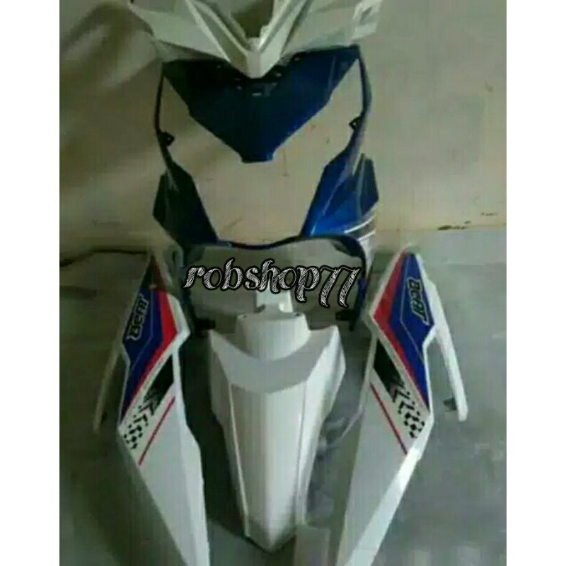 FULL SET BODY HALUS HONDA BEAT FI NEW ESP 2017-2019 BIRU PUTIH PLUS STRIPING