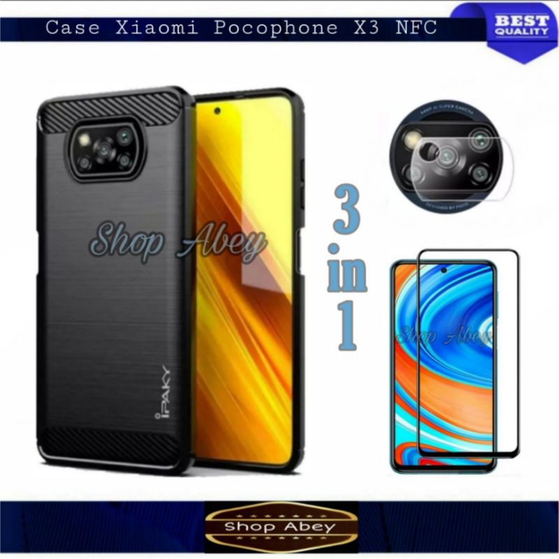 Case Xiaomi Pocophone X3 NFC Casing Carbon Ipaky Xiaomi Pocophone X3 NFC