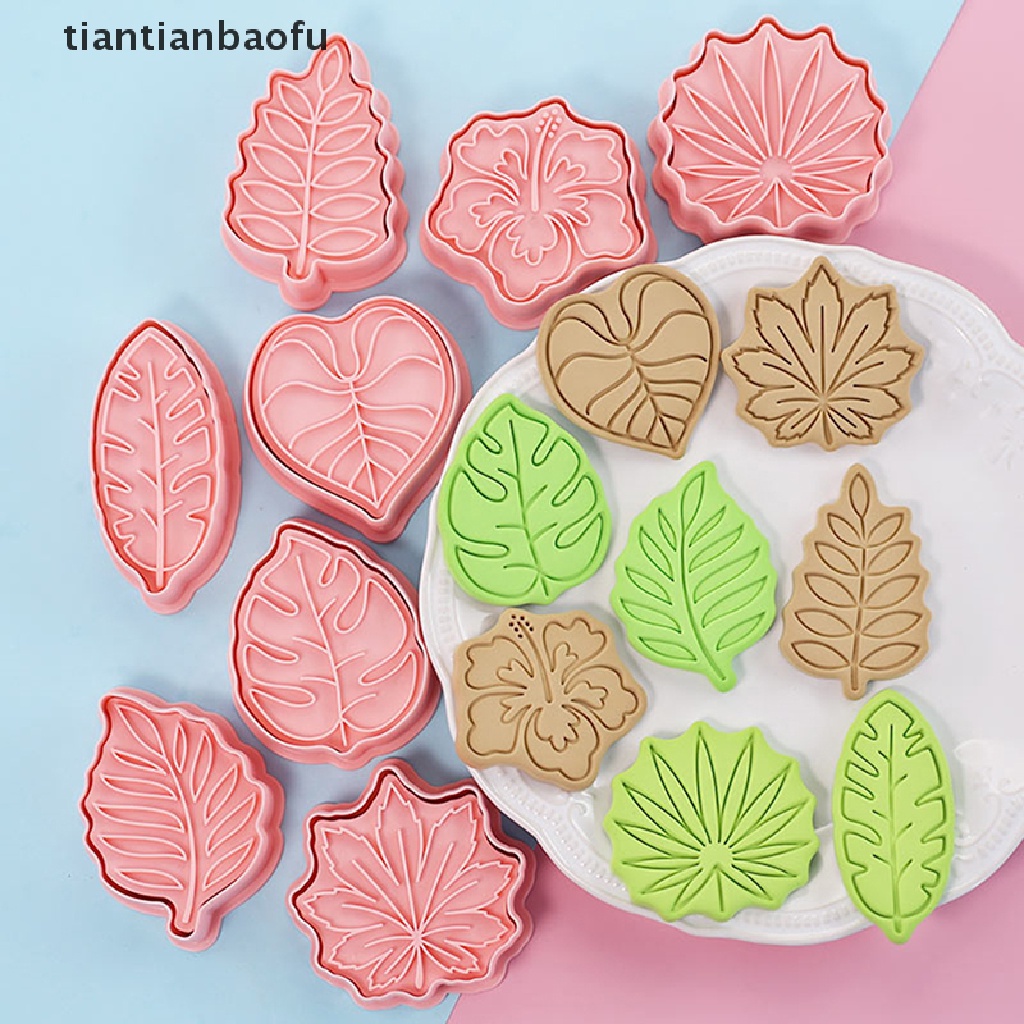 8pcs Cetakan Pemotong Kue / Biskuit / Fondant Bentuk Daun