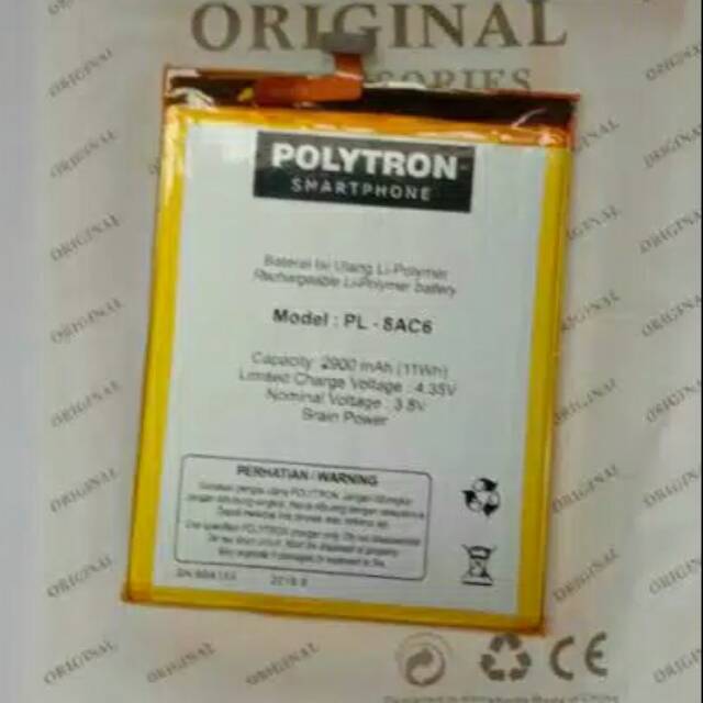 Baterai batre Battery Polytron prime 7 P500 PL-8AC6 original  battery hp
