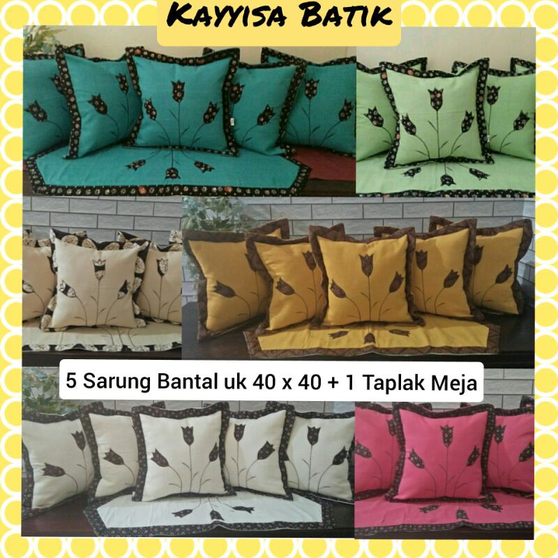 Sarung bantal kursi set ruang tamu isi 5 sbk + 1 taplak meja | Sarung Bantal Sofa Set Batik Cantik