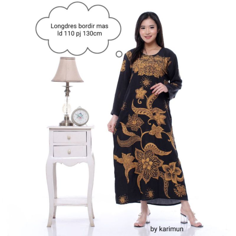 Daster Rayon Jumbo Panjang  Kekinian Semata Kaki Busui Kancing Depan Daster Black Baju Wanita Terbaru Murah