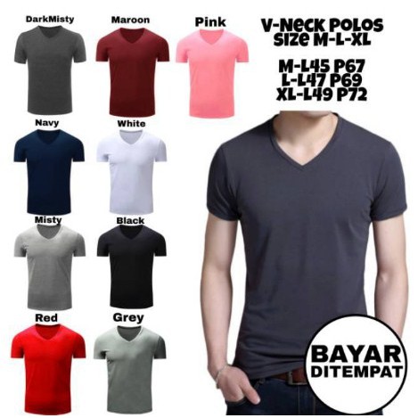 Kaos Lengan Pendek Polos Pria Murah / Kaos Polos Pria V-Neck