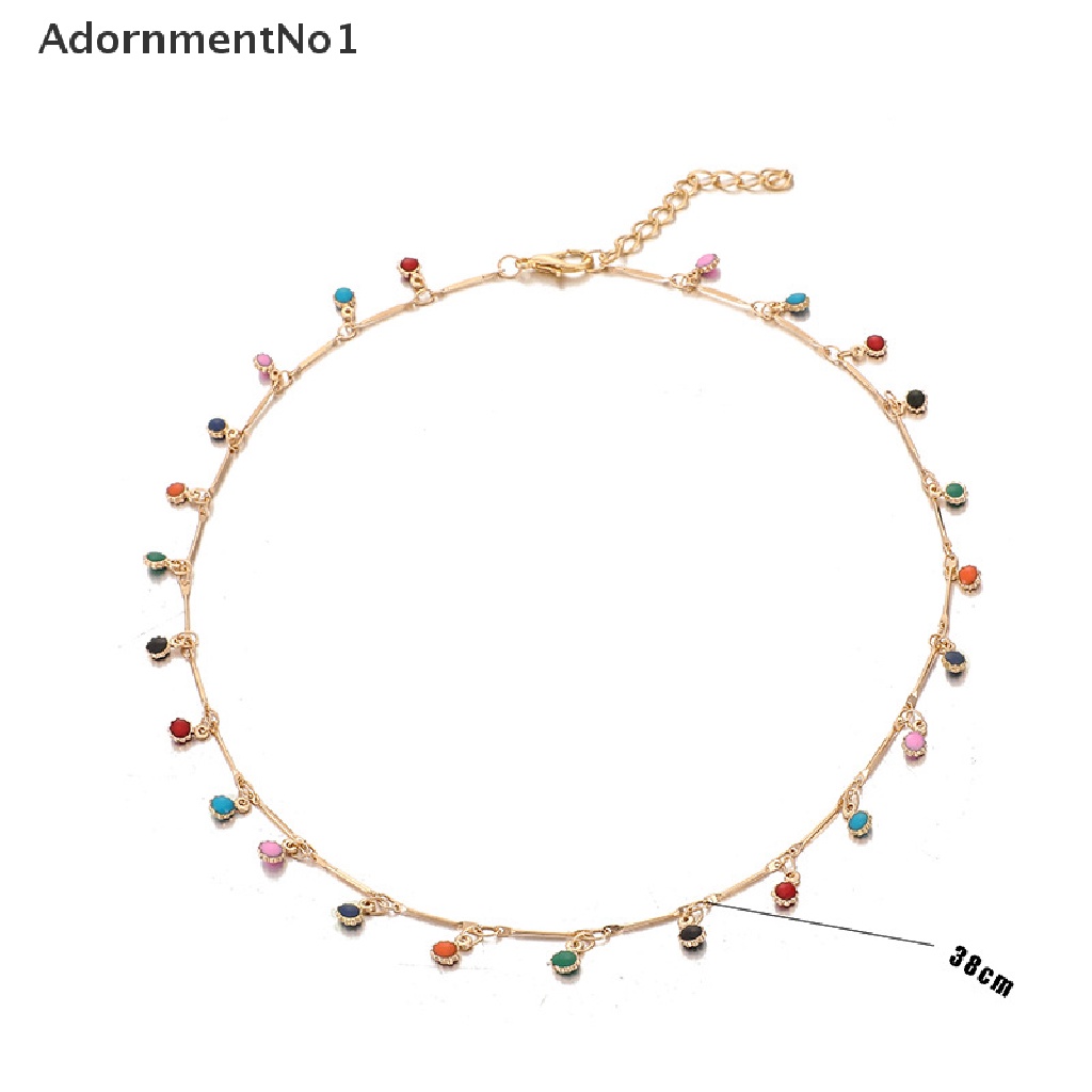 (AdornmentNo1) Kalung Choker Rantai Banyak Warna Aksen Rumbai Gaya Boho Untuk Wanita