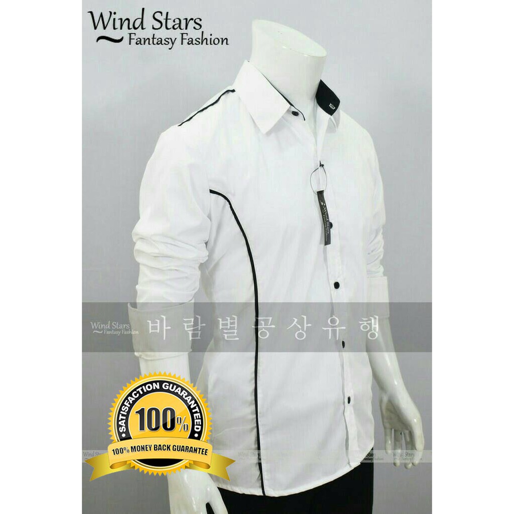 KEMEJA PRIA WARNA PUTIH - HEM PRIA TWIZEL WHITE SLIMFIT LENGAN PANJANG CASUAL STYLE PREMIUM