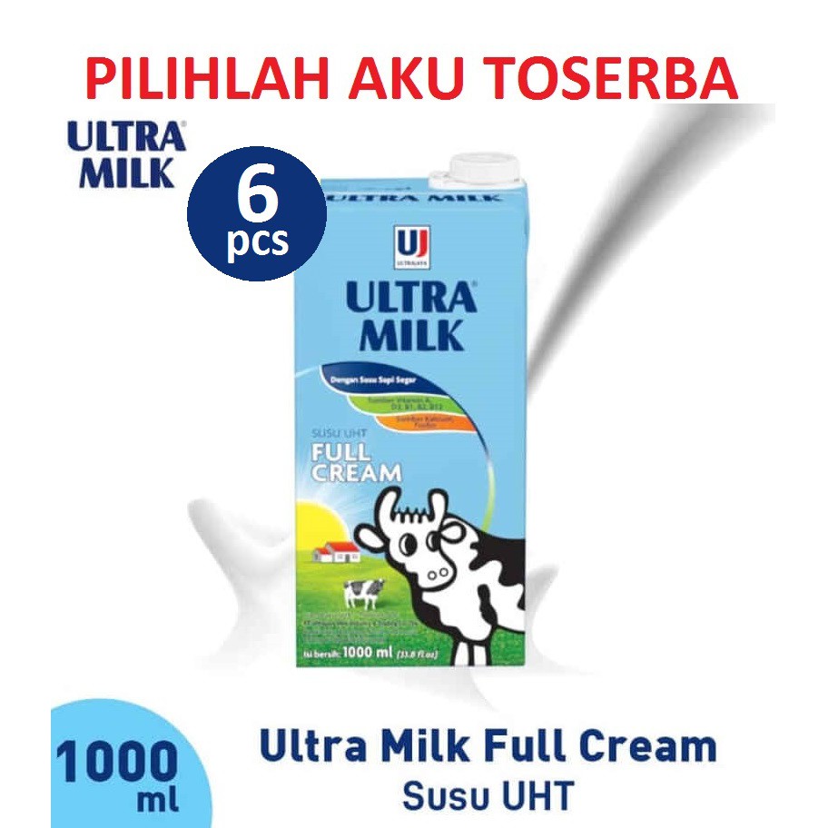 SUSU ULTRA FULL CREAM 1 LITER / Ultra Milk Full Cream 1000 ML - ( 1 PAKET ISI 6 )