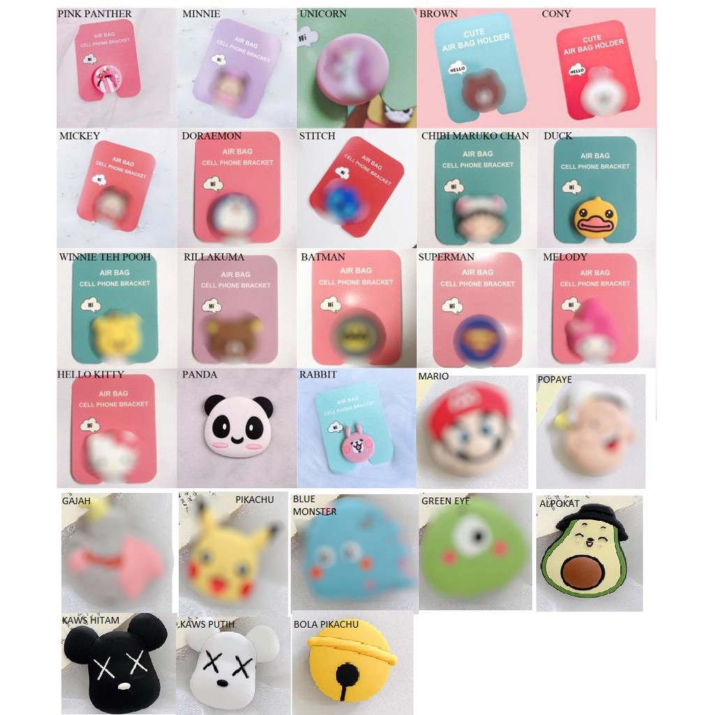 ☛TK☚ R112 Popsocket 3D HP Karakter Pop Socket Motif Cute Lucu Stand HandPhone Holder IMPORT MURAH