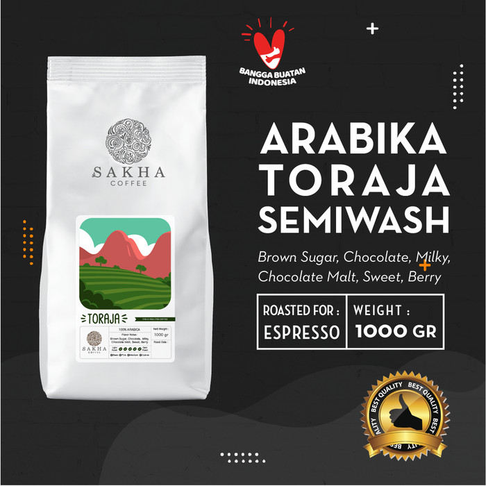 

Biji Kopi Arabika Toraja Sapan Roasted For Espresso 1 Kg SAKHA COFFEE - ATOR1000