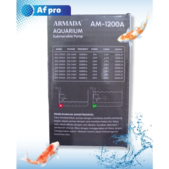 PROMO MURAH POMPA KOLAM AQUARIUM SUBMERSIBLE PUMP ARMADA AM 1200A