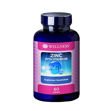 BPOM Wellness Zinc with Vitamin B6 60 Tablet Zink dan Vit B6 Well Ness