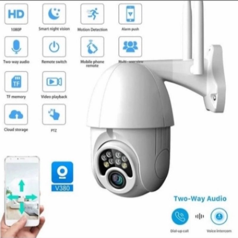 IP CAMERA CCTV WIFI SPEED DOME PTZ 8MP OUTDOOR FULL HD 1080P CCTV APP V380 / MALAM BISA BERWARNA