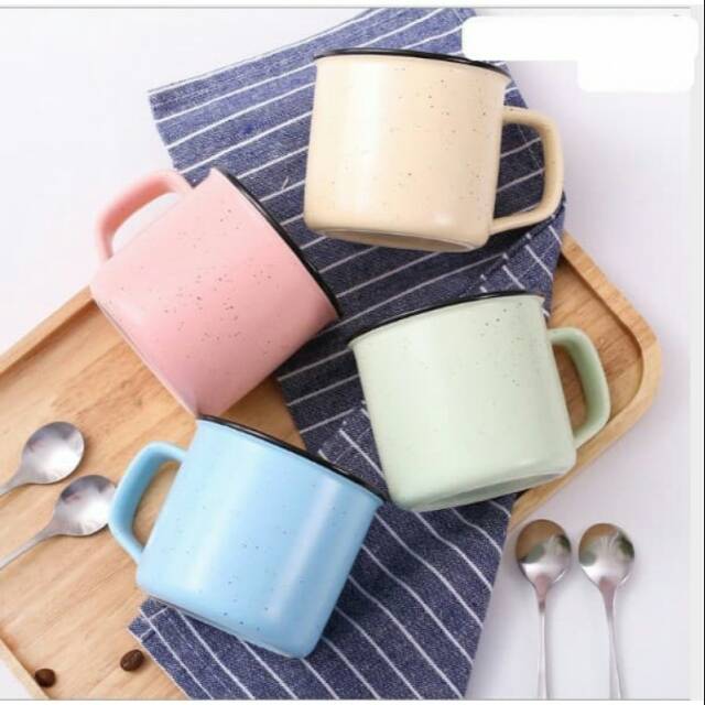 Gelas Mug mirip Enamel Jadul Blurik warna  warni  Shopee 