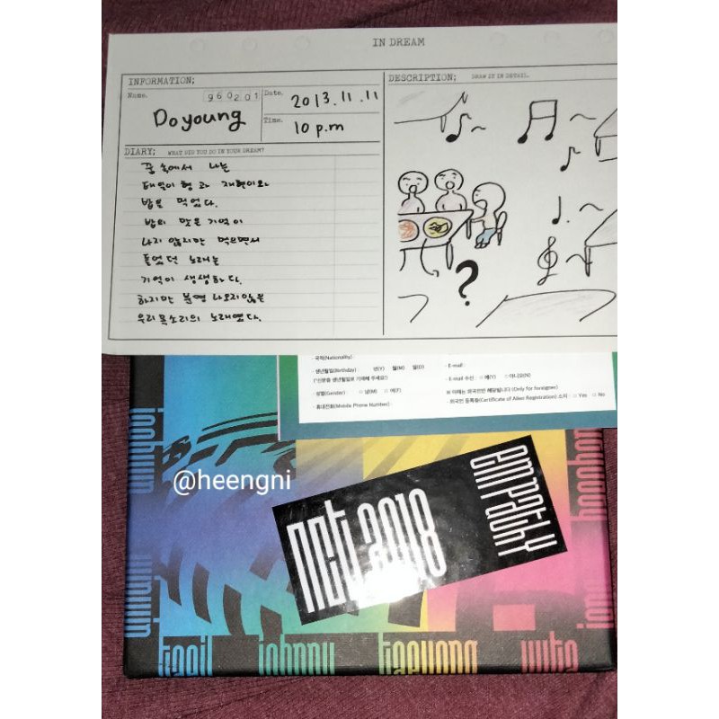 Album only NCT 2018 Empathy ( Dream Vers ) + Diary Doyoung