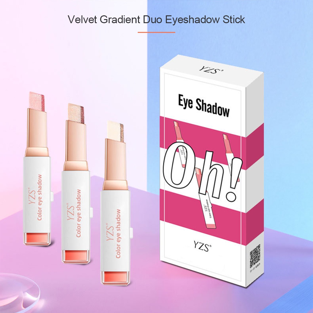 YZS Velvet Gradient Double Color Eyeshadow Pen Eyeshadow Glitter Double Shade Color Eye Shadow Waterproof Make up