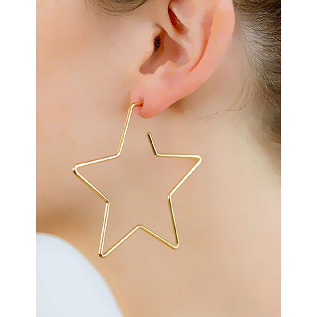 Fashion Five-pointed Star Alloy Geometric Round Five-pointed Star Earrings P23252