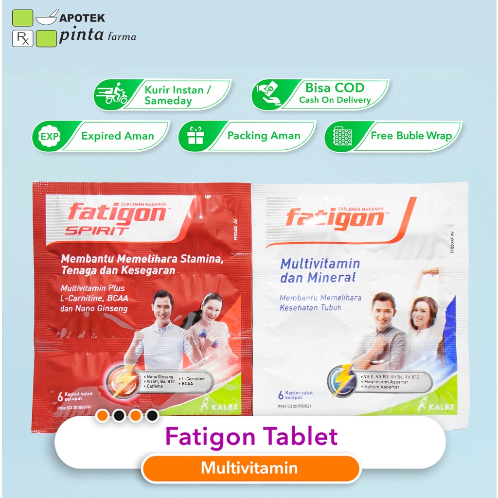 Fatigon Multivitamin &amp; Suplemen , Fatigon Spirit 6 Kaplet