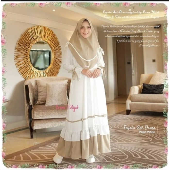 TERBARU       FEYRIN SYARI/Gamis Wanita Terbaru Mewah/Gamis Wanita Syari Set Hijab