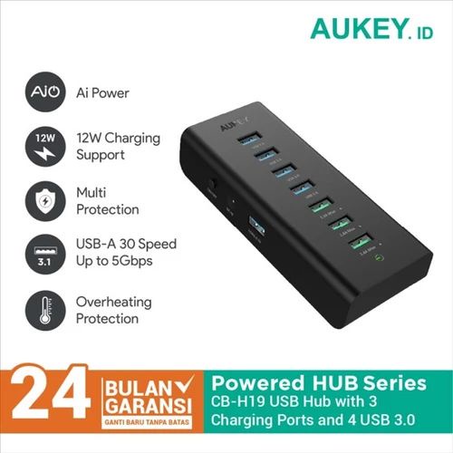 Aukey USB Hub with 3 Charging Ports &amp; 4 USB 3.0 - CB-H19 - 500933