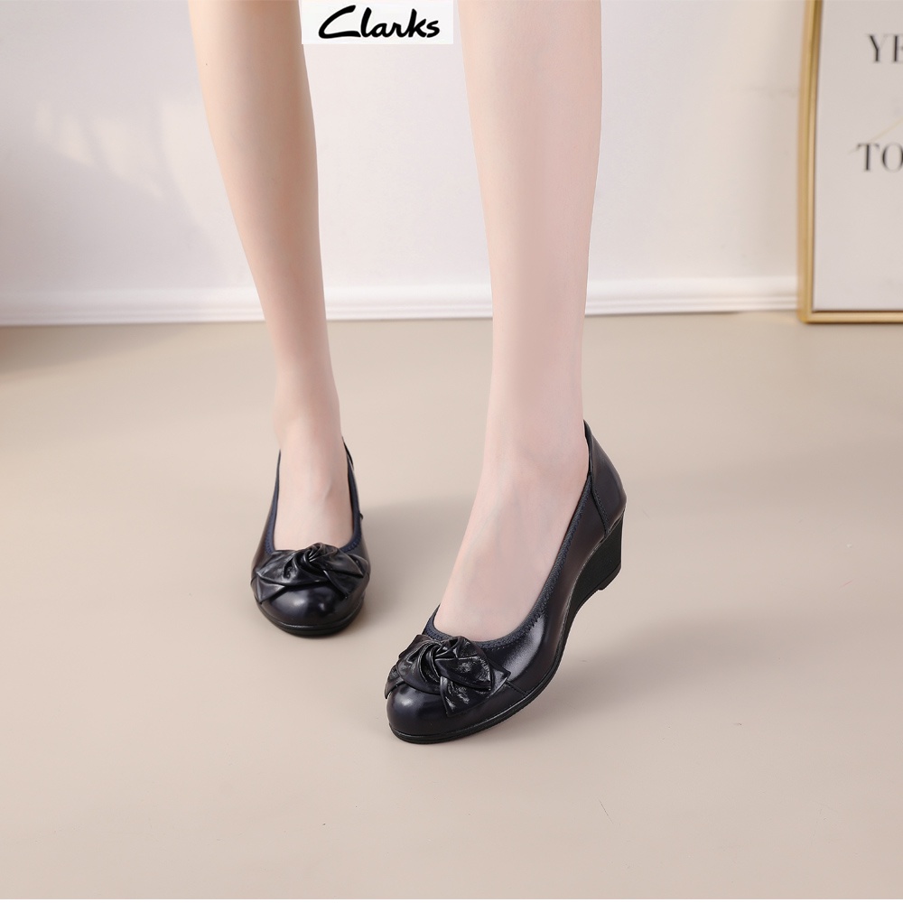 Clarks new pita sepatu woman  / clarks flat wanita  Wanita Clarks melati kulit asli Sepatu/hak tinggi 5cm