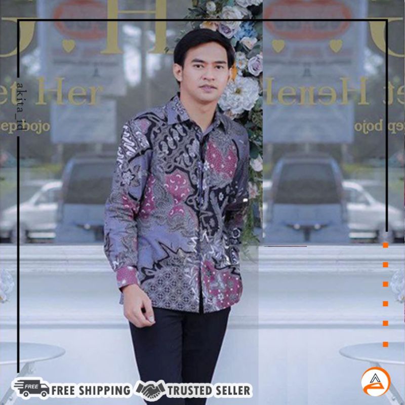 Baju Batik Nusantara Kemeja Pria Lengan Panjang