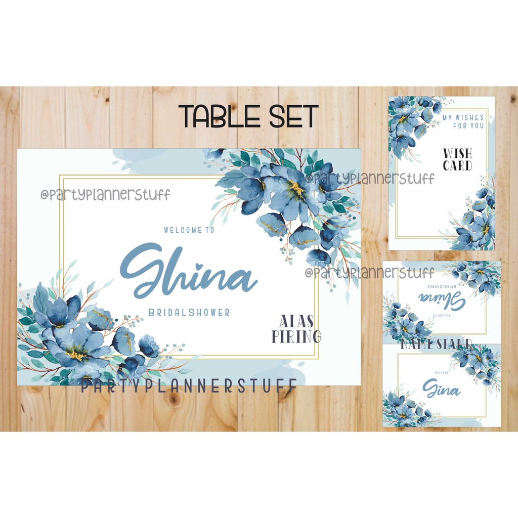 Table set sweet seventeen navy floral rustic dekor baby shower bridal shower engagement wedding set