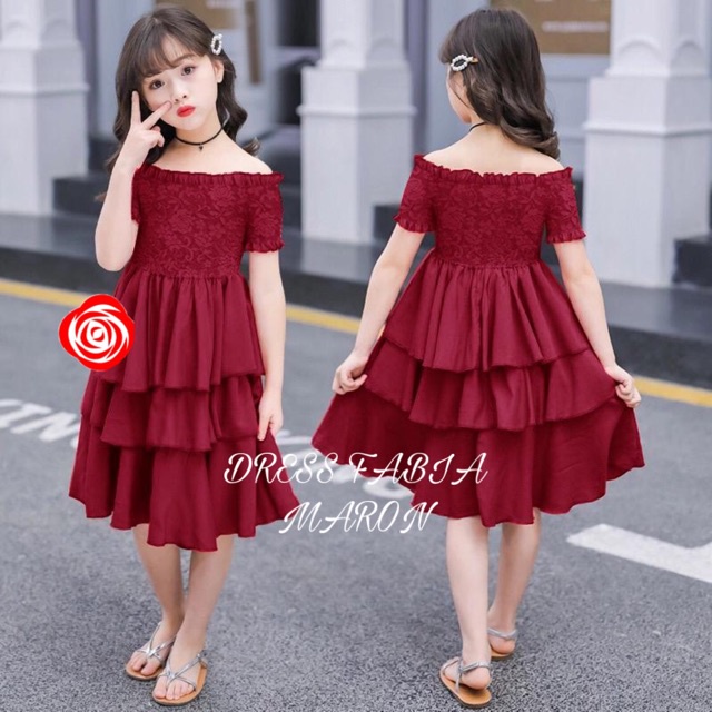 eLBi-Dress Anak Tanggung Gaun Sabrina Anak Perempuan Dress Vinie Kids UMUR USIA 4-12 TAHUN Dress Brukat Natal Ulang Tahun Anak Cewek Baju Fashion Cew Kekinian 2022 Pesta Kondangan Gaun Terusan