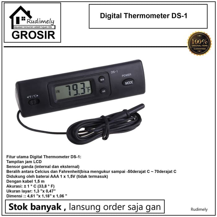 grosir Thermometer Portable ds-1 Pengukur suhu AC ruangan,kulkas,AC mobil