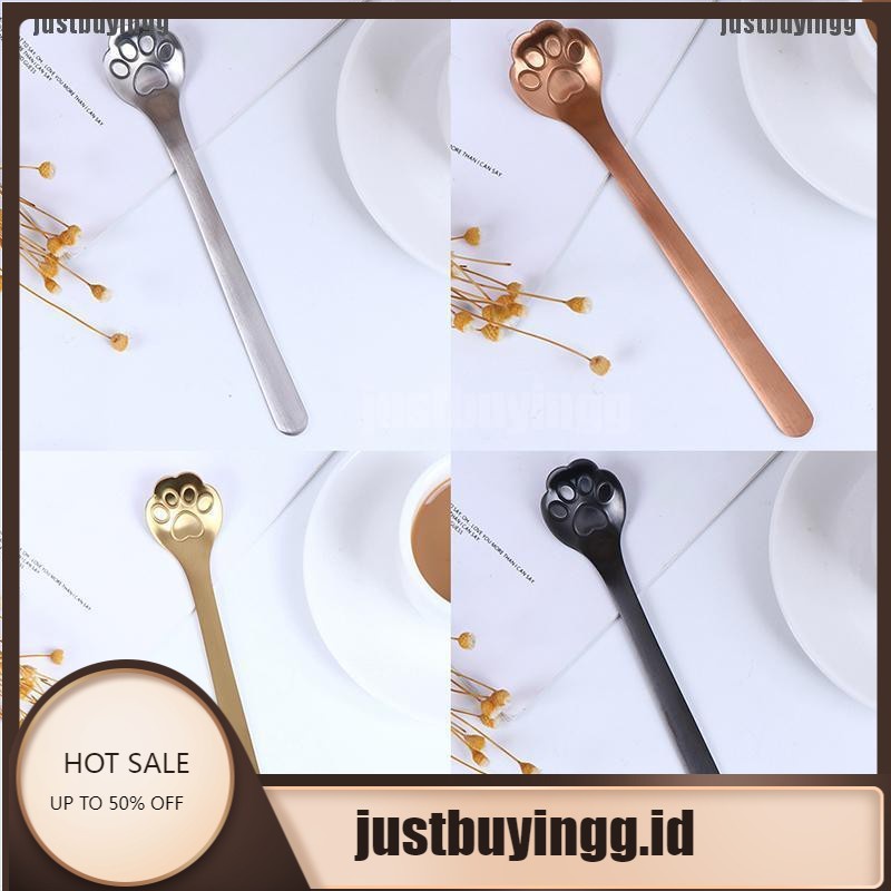 JB✪ 1Pc Stainless Steel Coffee Dessert Spoon Cat Paw Claw Spoon Stirring Spoon