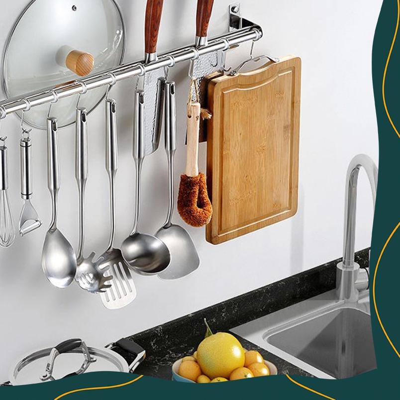 ➾ Rak Dapur Gantungan Spatula Panci Peralatan Dapur Stainless Steel Anti Karat Premium ♟