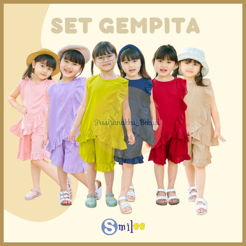 Setelan Anak Rayon Gempita Smilee Mix Warna Size 1-5 Thn