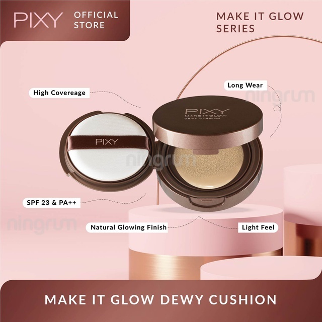 Ningrum - Pixy Make It Glow Series | Pixy Make It Glow Beauty Skin Primer Twin Pack | Pixy Make It Glow Dewy Cushion | Pixy Make It Glow Silky Powdery Cake 100% Original BPOM