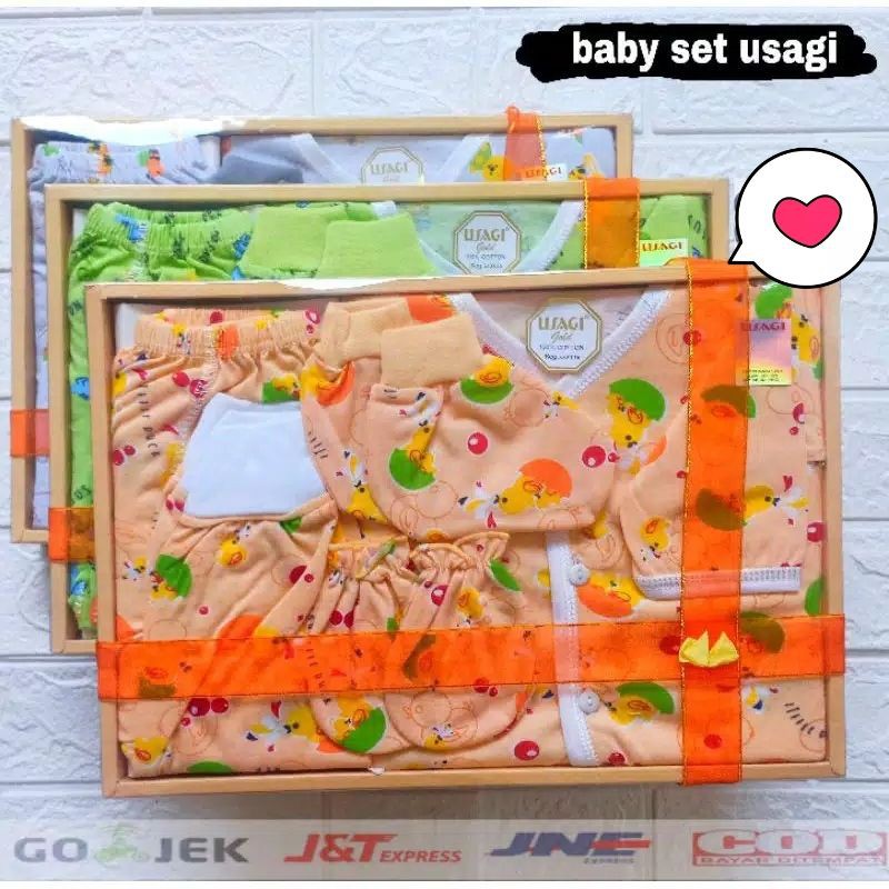 1box_ baby set usagi gold/ baju set bayi/ paket kado bayi / baju set box Usagi gold