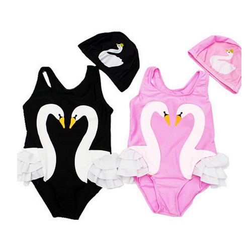 BAJU RENANG BAYI PEREMPUAN IMPORT PINK BLACK FLAMINGGO TOPI