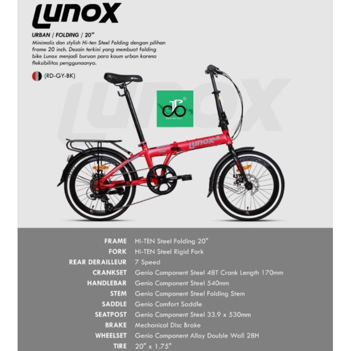 Sepeda Lipat 20" Genio Lunox 1.0 TERBARU T2