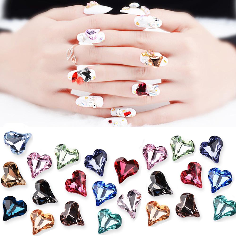 Nickolas1 Nail Art Rhinestones 10PCS 8MM Kristal Permata Peach Bentuk Hati Manikur Aksesoris Mix Dekorasi Kuku