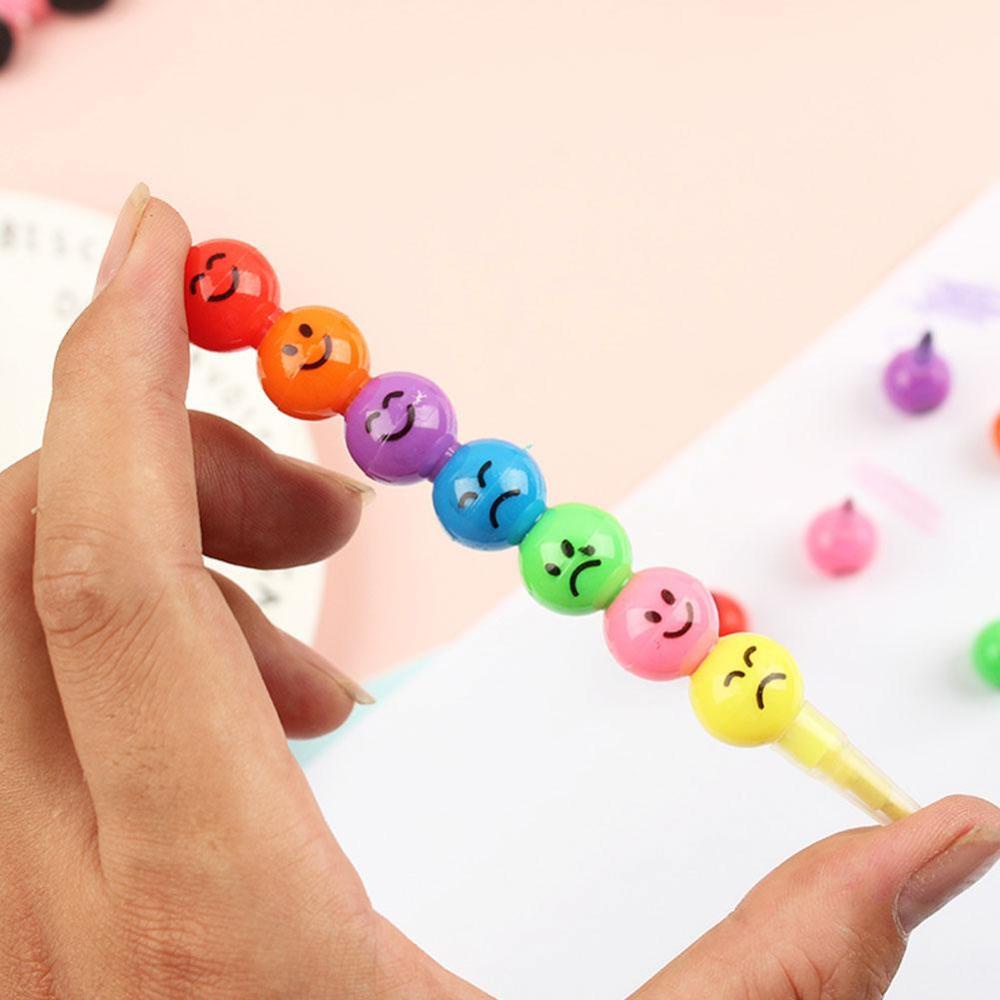 Timekey Pensil 7 Warna Motif Kartun Smiley / Grafitti Untuk Hadiah E6P5