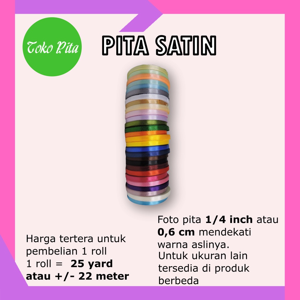 

Pita Satin 0,6 cm 1/4 inch hampers parcel harga per roll